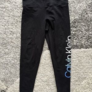 Calvin Klein Black Leggings with Blue Logo